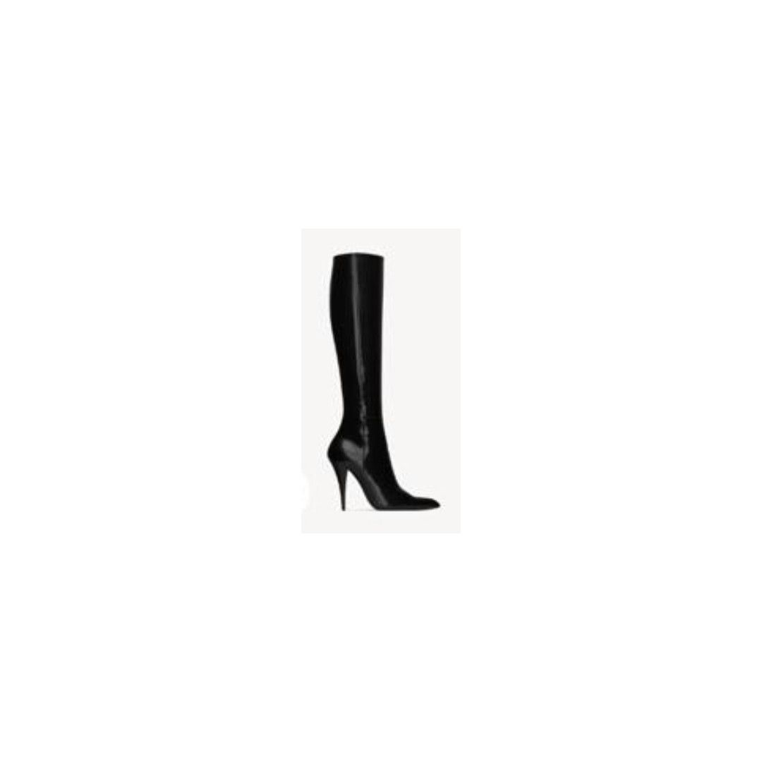 Saint Laurent Paris oc11z1125 Jones Boots in Glazed Leather in Black Size US 12 / IT 42 - 2 Thumbnail