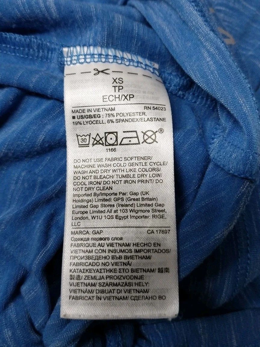 Gap Gap Fit Breathe Women XS Marled Blue Tie Back Knot Tank Size XS / US 0-2 / IT 36-38 - 4 Thumbnail