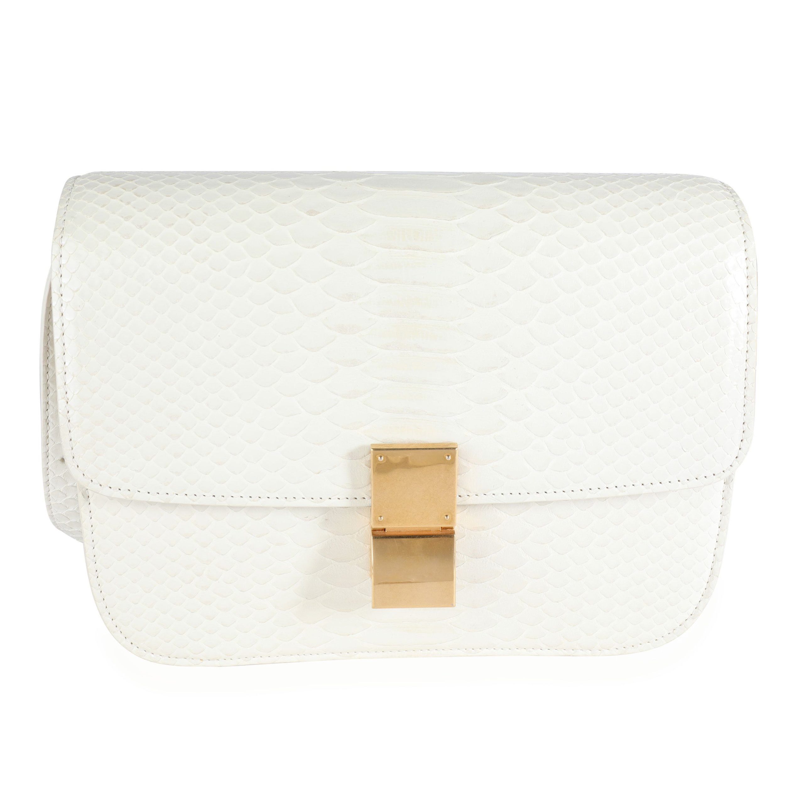 image of Celine Cream Python Medium Classic Box Bag, Women's