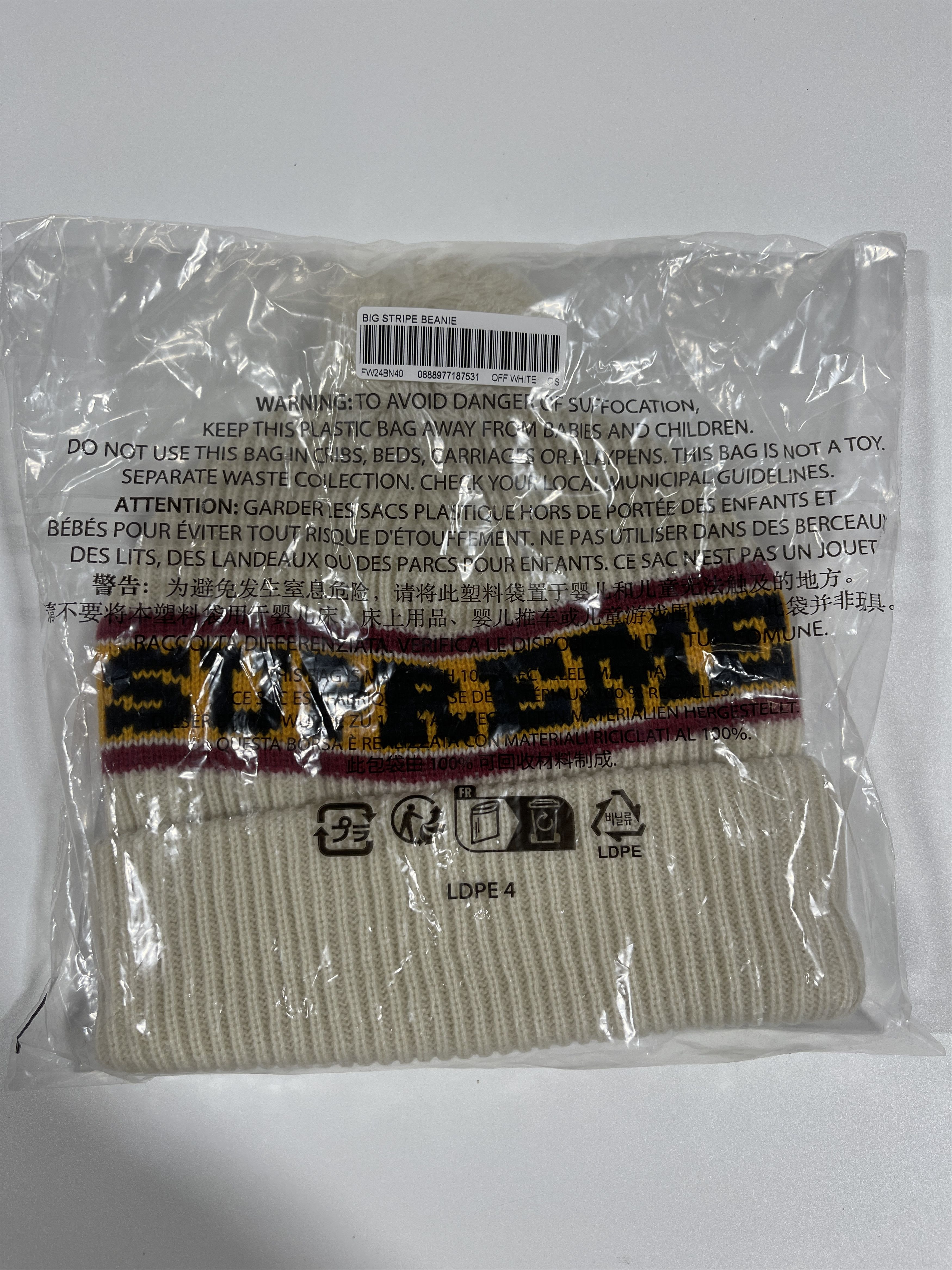Supreme Supreme Big Stripe Beanie 'Natural' size adjustable Size ONE SIZE - 2 Thumbnail