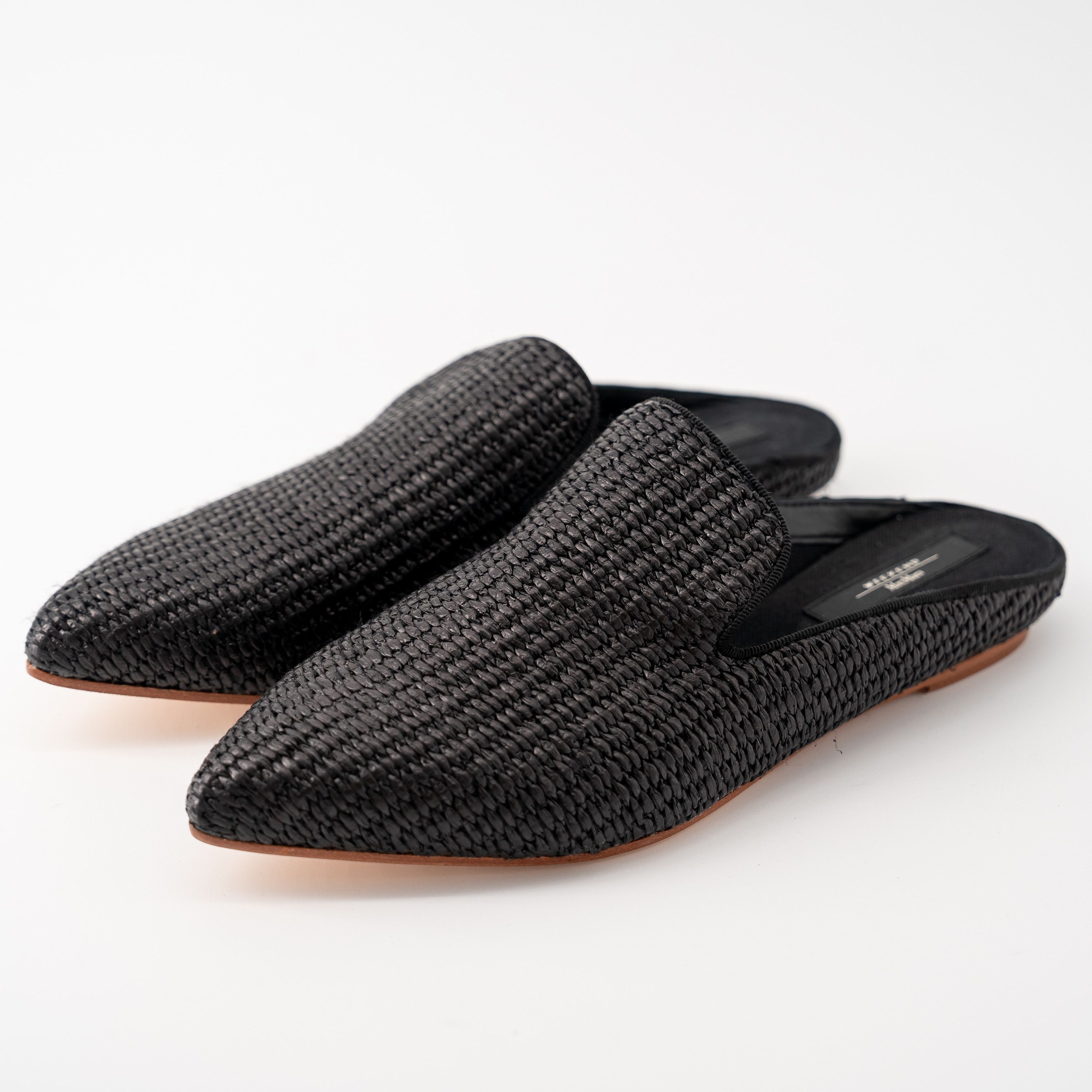 Weekend Max Mara 40 Max Mara Weekend Black Tela Raffia Mules Slippers Slip on Size US 10 / IT 40 - 1 Thumbnail
