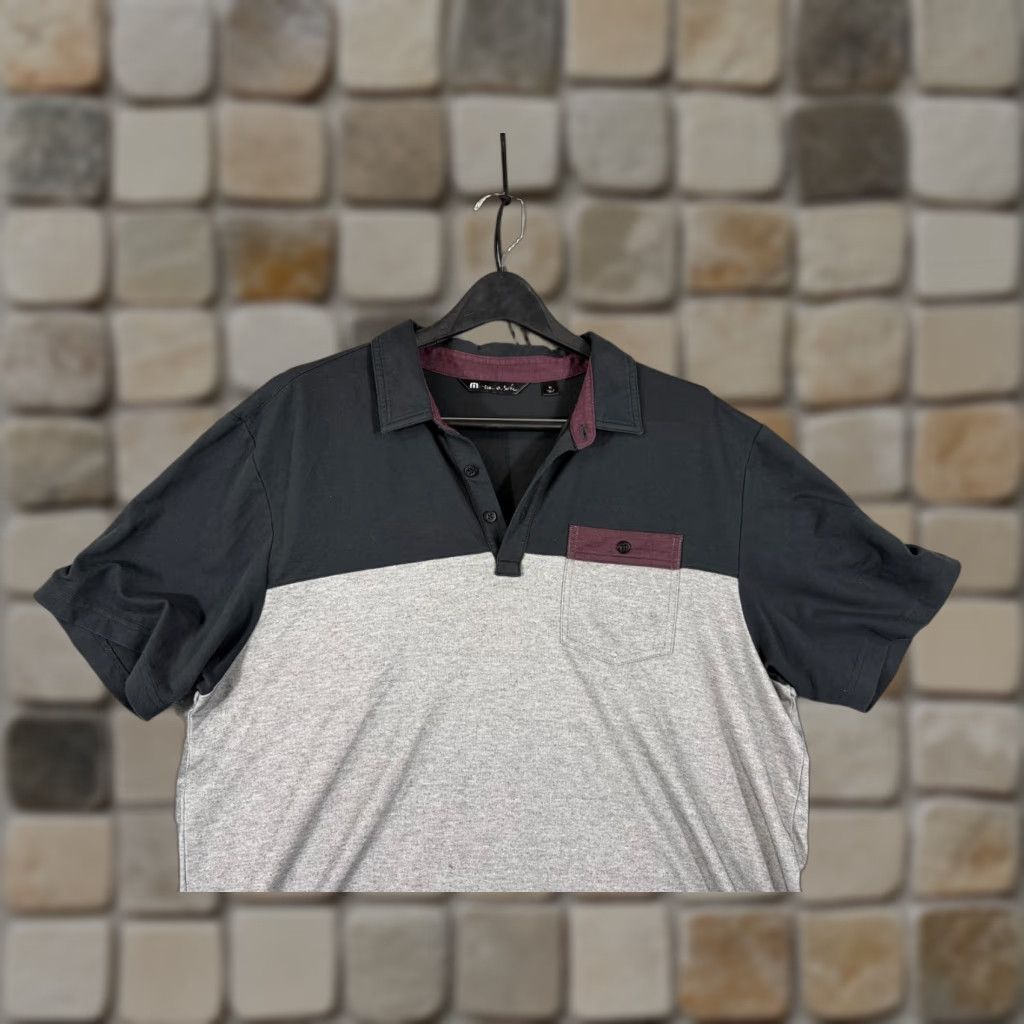 TravisMathew Travis Mathew Polo Shirt Mens XL Gray Black Colorblock Short Sleeve Pocket Golf Size US XL / EU 56 / 4 - 1 Thumbnail