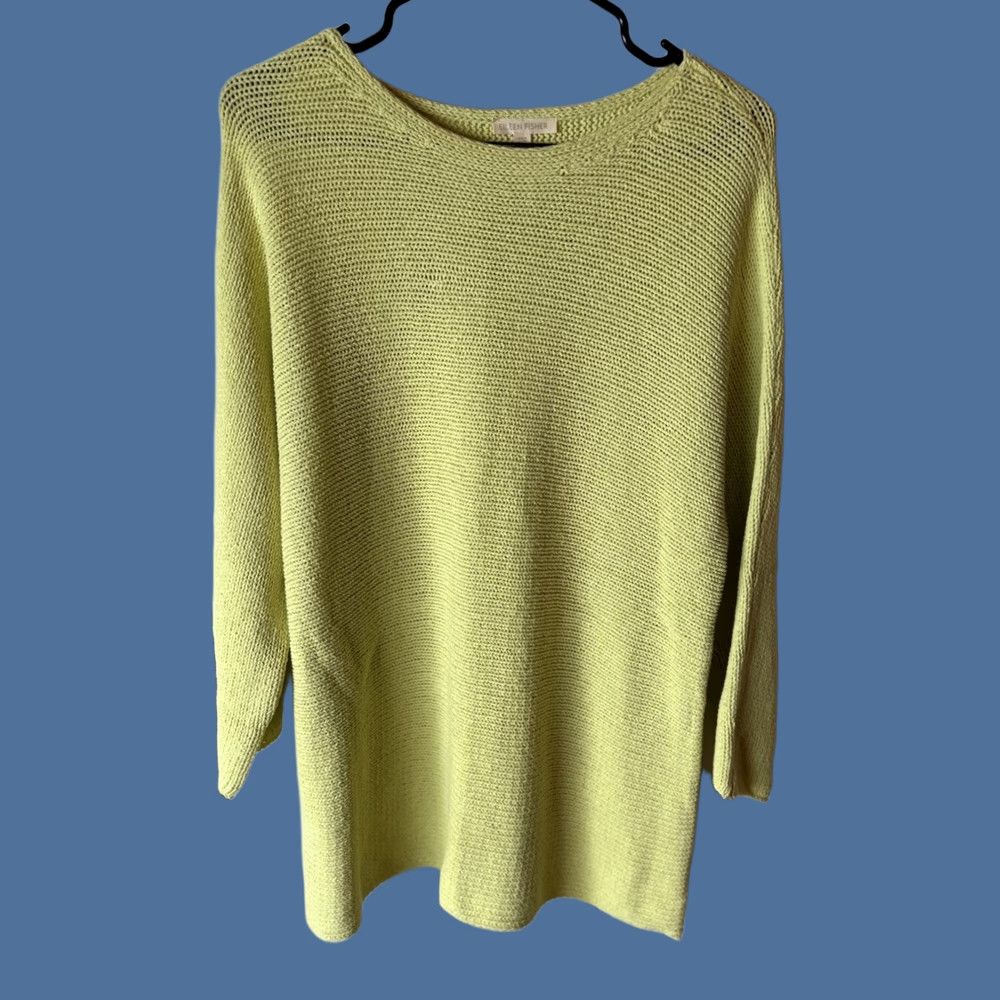 Eileen Fisher Eileen Fisher Womens XS Chartreuse Knit Box Top Cozy Organic Cotton Sweater Size XS / US 0-2 / IT 36-38 - 1 Thumbnail