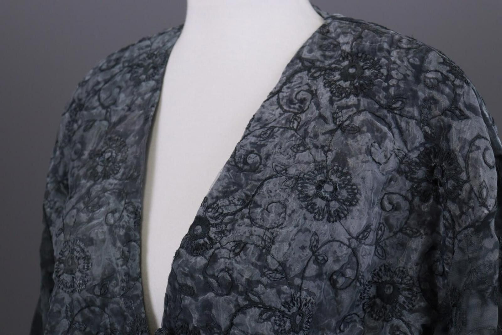 Designer Absolut By Zebra Gray Floral Button Down Jacket Size 2 / M Size XS / US 0-2 / IT 36-38 - 8 Thumbnail