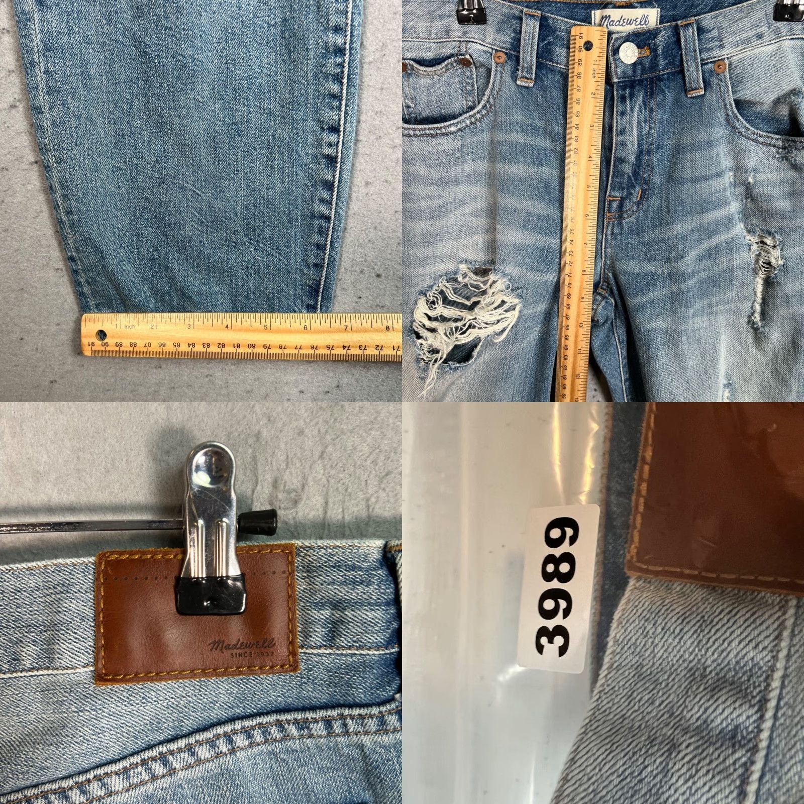 Madewell Madewell Womens Jeans Distressed Light Wash Denim 28 5-Pocket Style Boyfriend 100% Cotton Jeans + 28 in Inseam Adult Womens Blue Size 28" / US 6 / IT 42 - 8 Thumbnail