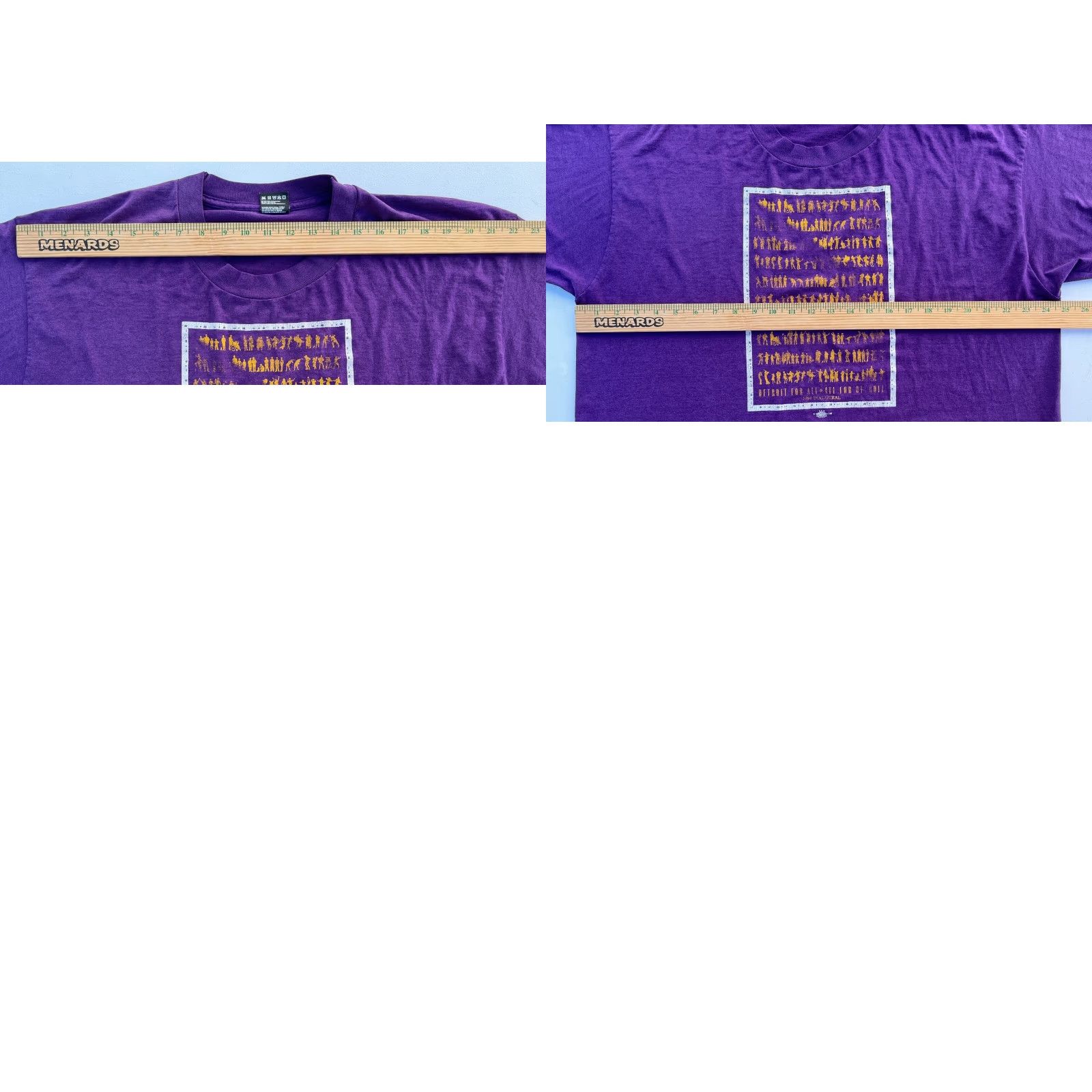 Fruit Of The Loom VINTAGE Detroit For All, All For Detroit T-Shirt 1994 Inaugural Made in USA Sz 2XL Purple 90s Fruit of the Loom Unisex Adults T-Shirt Mens Womens Size US XXL / EU 58 / 5 - 8 Thumbnail