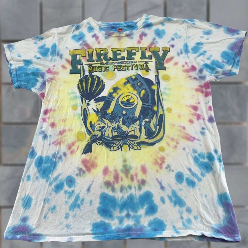 Hanes Firefly Music Festival T-Shirt Mens Medium Tie Dye 2016 Lineup Rock Concert Hanes 100% Cotton Crew Neck Short Sleeve Multicolor Graphic Print Size US M / EU 48-50 / 2 - 1 Thumbnail