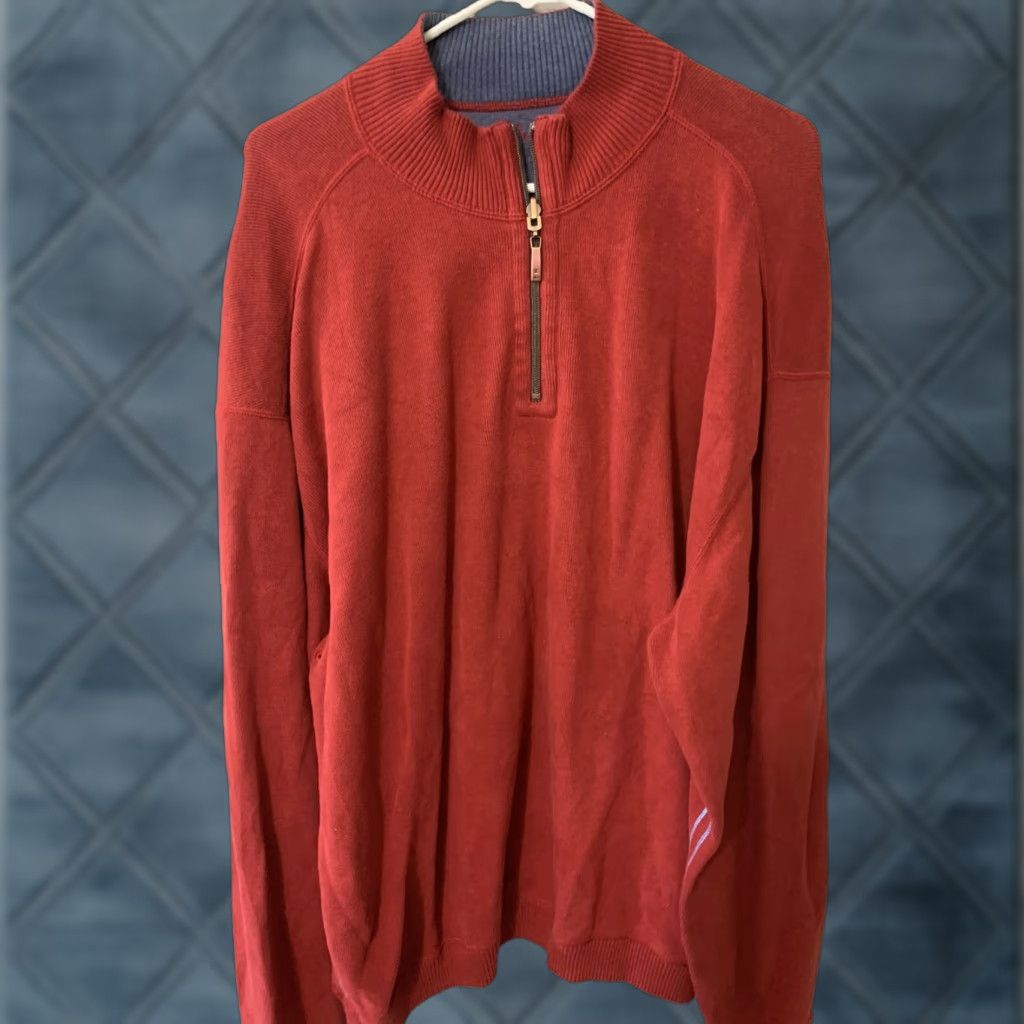 Tommy Bahama Tommy Bahama Sweatshirt Men XL Maroon Quarter Zip Long Sleeve Pullover Embroidered Logo Size US XL / EU 56 / 4 - 1 Thumbnail