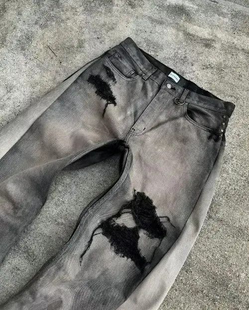 Jean Ishiguro x Yui Baggy Distressed Flared Jeans Size US 32 / EU 48 - 3 Thumbnail