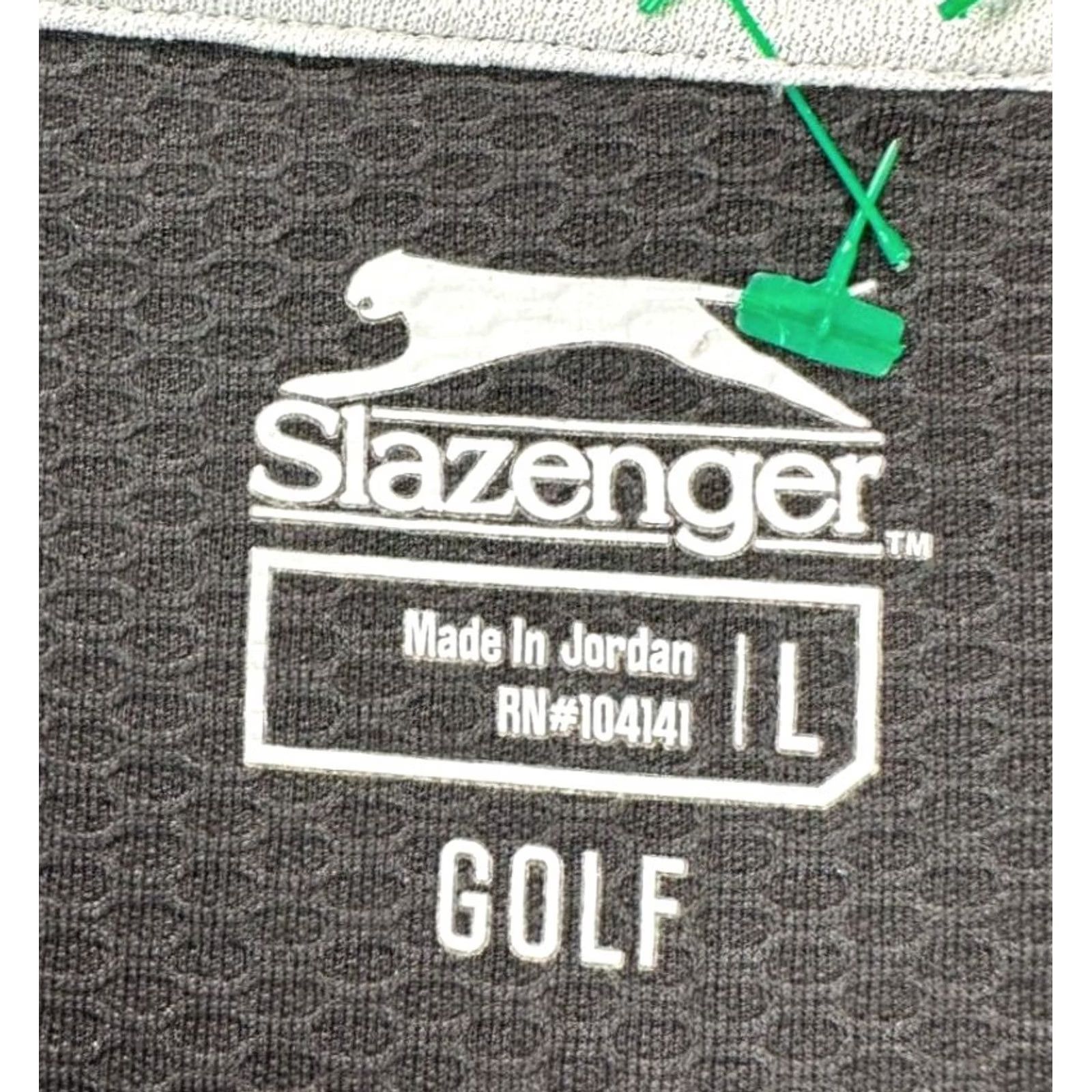 Vintage Slazenger Golf Polo Shirt Mens Large Black Short Sleeve Logo Athletic Outdoor Casual Golfing CAsual 43 Chest 28.5 Length Size US L / EU 52-54 / 3 - 4 Thumbnail