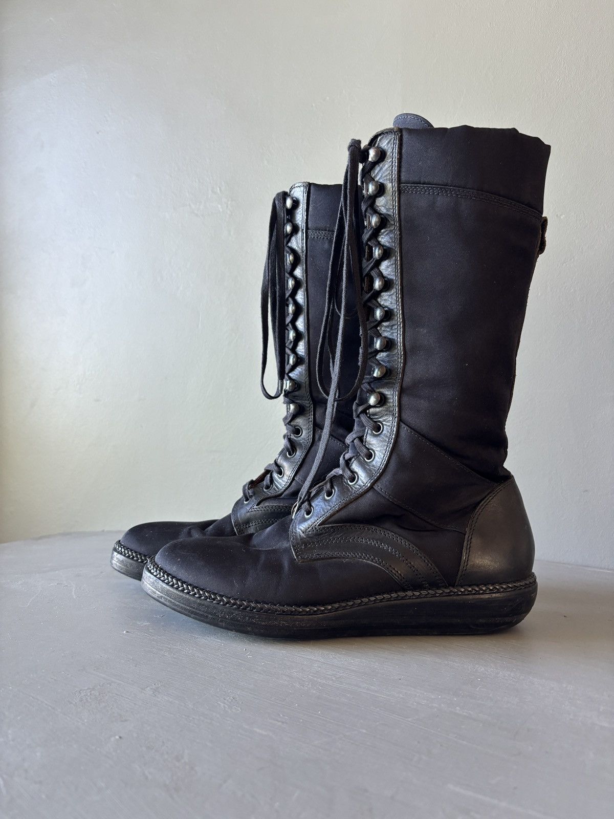 Lanvin Lanvin Boots Handmade in Italy Tall Combat Black Leather Size US 7 / EU 40 - 5 Thumbnail