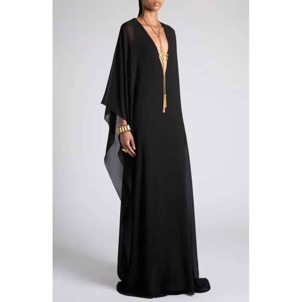 Tom Ford o1loc1c1025 AB3441 Deep V-neck Evening Dress in Black Size XS / US 0-2 / IT 36-38 - 3 Thumbnail