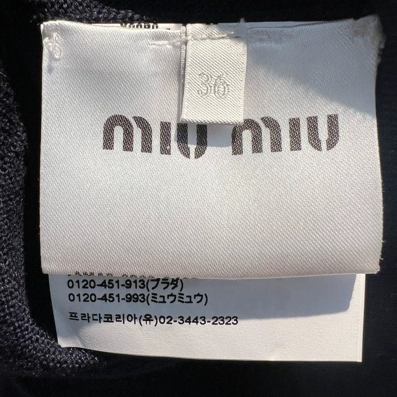 Miu Miu Miu Miu Navy blue cashmere long-sleeved polo shirt Size S / US 4 / IT 40 - 4 Thumbnail
