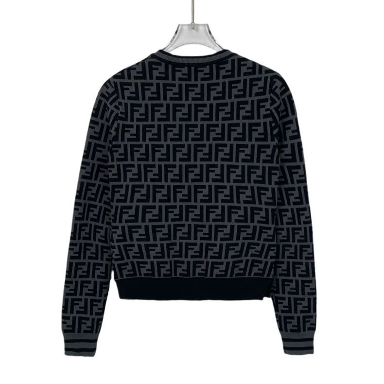 Fendi FENDI Grayish-black logo letter full-print crewneck long-s Size 4XL / US 24-26 - 2 Thumbnail