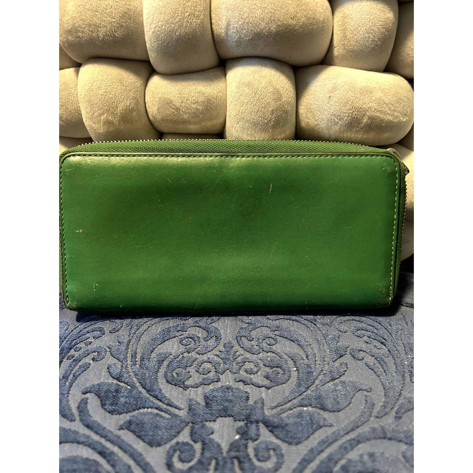 Tumi Vintage Emerald Green Tumi Zip Around Wallet White Piping Size ONE SIZE - 2 Thumbnail