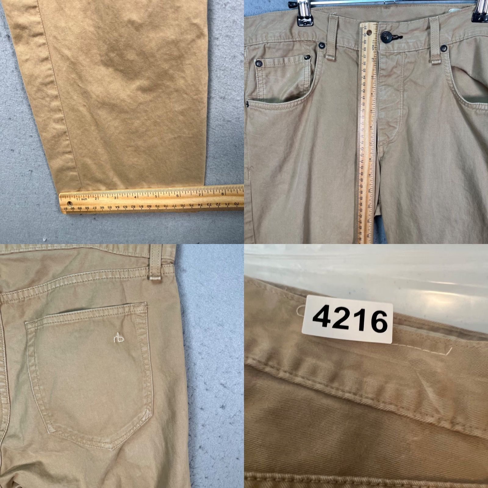 Rag & Bone rag & bone Mens Slim Straight Leg Khaki Pants 32 Beige Cotton 100% Clothes Adult Mens N/A Size US 32 / EU 48 - 8 Thumbnail