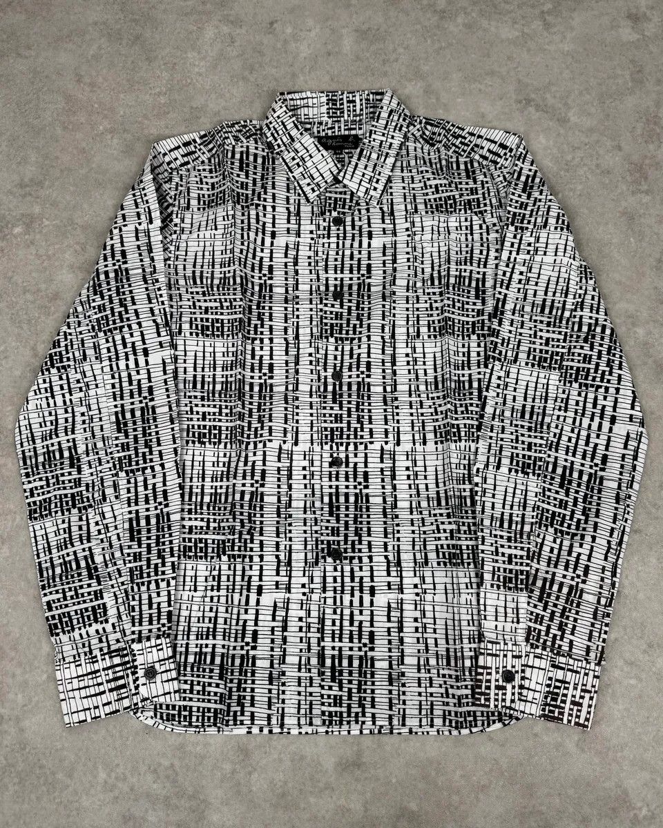 agnes b. Agnès B Trompe L’oeil Script Abstract Black & White Shirt Size US M / EU 48-50 / 2 - 1 Thumbnail