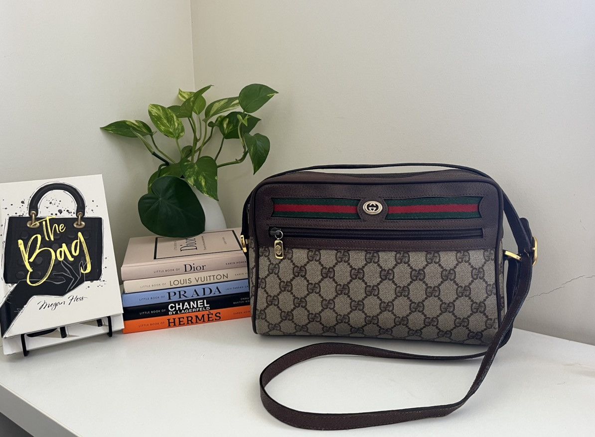 Gucci Ophidia Sherry Line GG Web Crossbody Bag in Brown, Women's