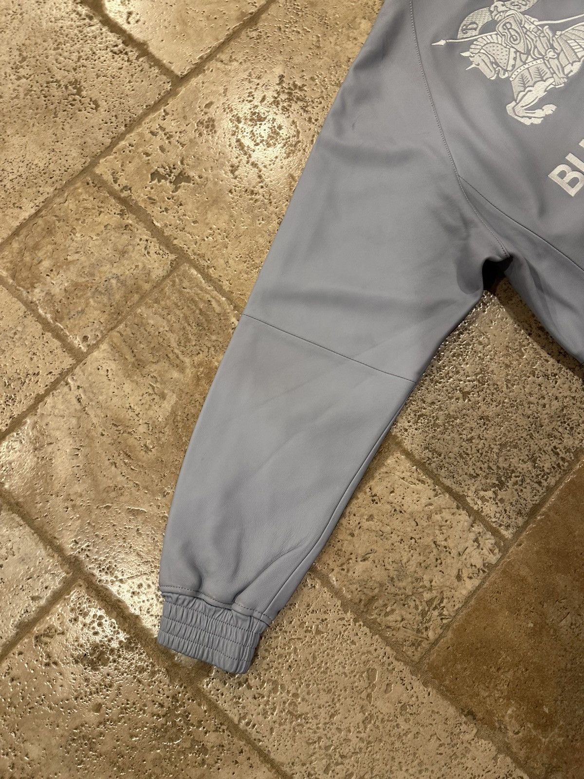 Burberry × Supreme Supreme Burberry Pastel Blue Embroidered Leather Zip Jacket Size US L / EU 52-54 / 3 - 18 Thumbnail