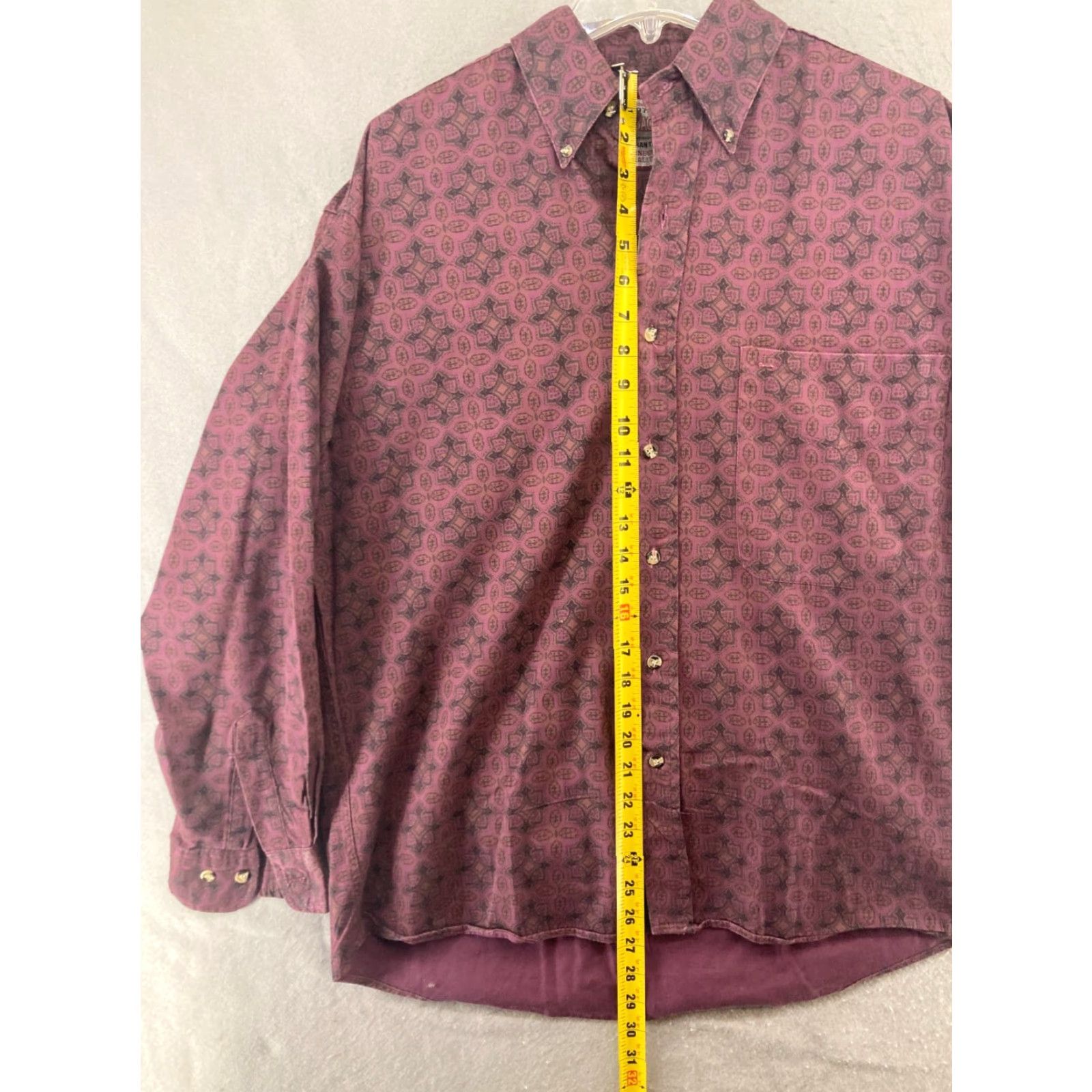 Jordache VINTAGE Jordache Mens Shirt Geometric Button-Up 80s 90s Red Burgundy Long Sleeve Casual Business Pocketed Men M Size US M / EU 48-50 / 2 - 3 Thumbnail
