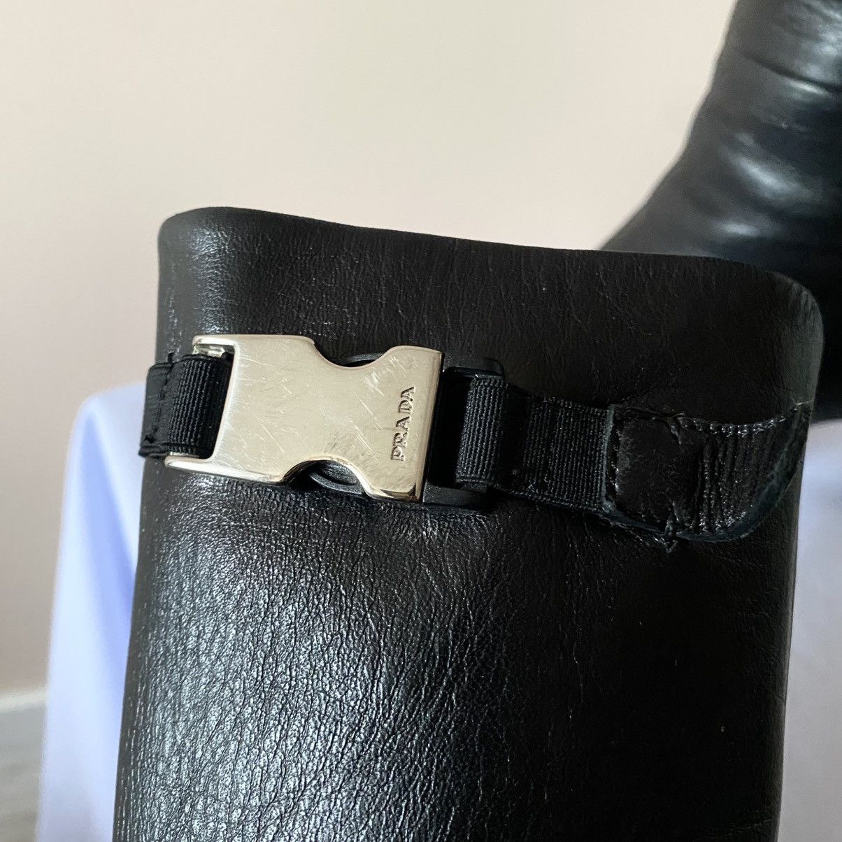 Prada Vintage Prada Milano Knee Buckle Boots Black Belts Archive Size US 7.5 / IT 37.5 - 7 Thumbnail