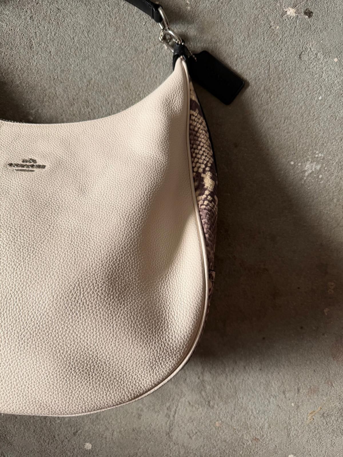 Coach Coach Harley Hobo Leather Snakeskin Shoulder Bag White Size ONE SIZE - 4 Thumbnail