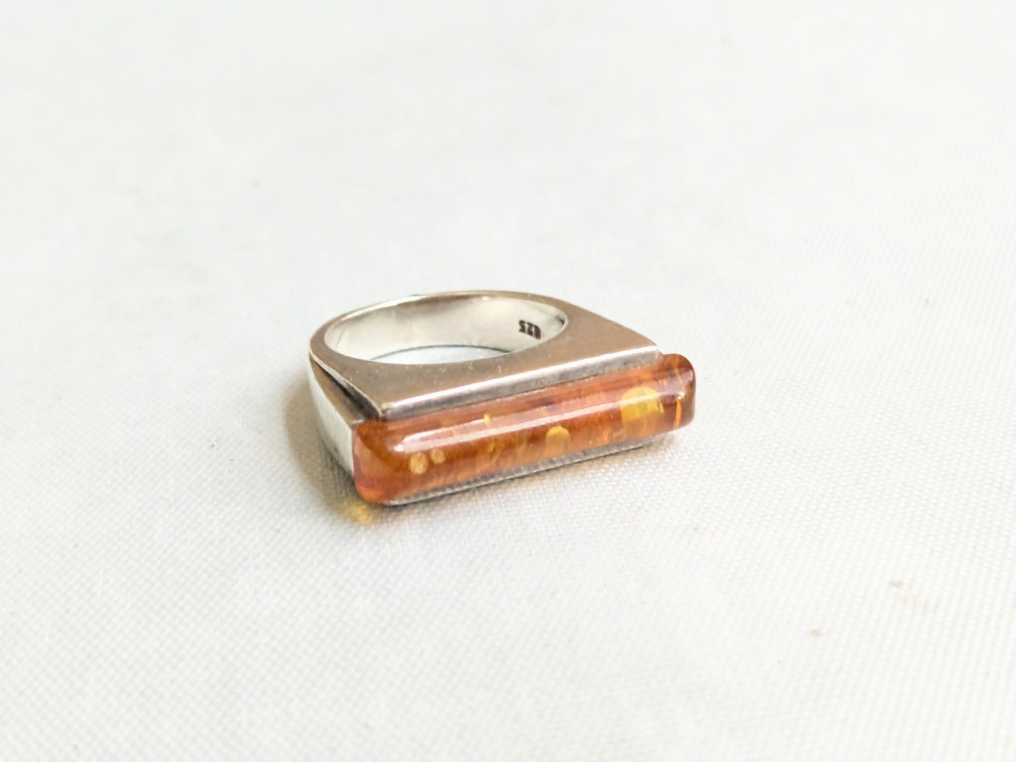 Jewelry Sterling Silver Ring Amber 6.75 Orange Avant Garde Modern Size ONE SIZE - 1 Thumbnail
