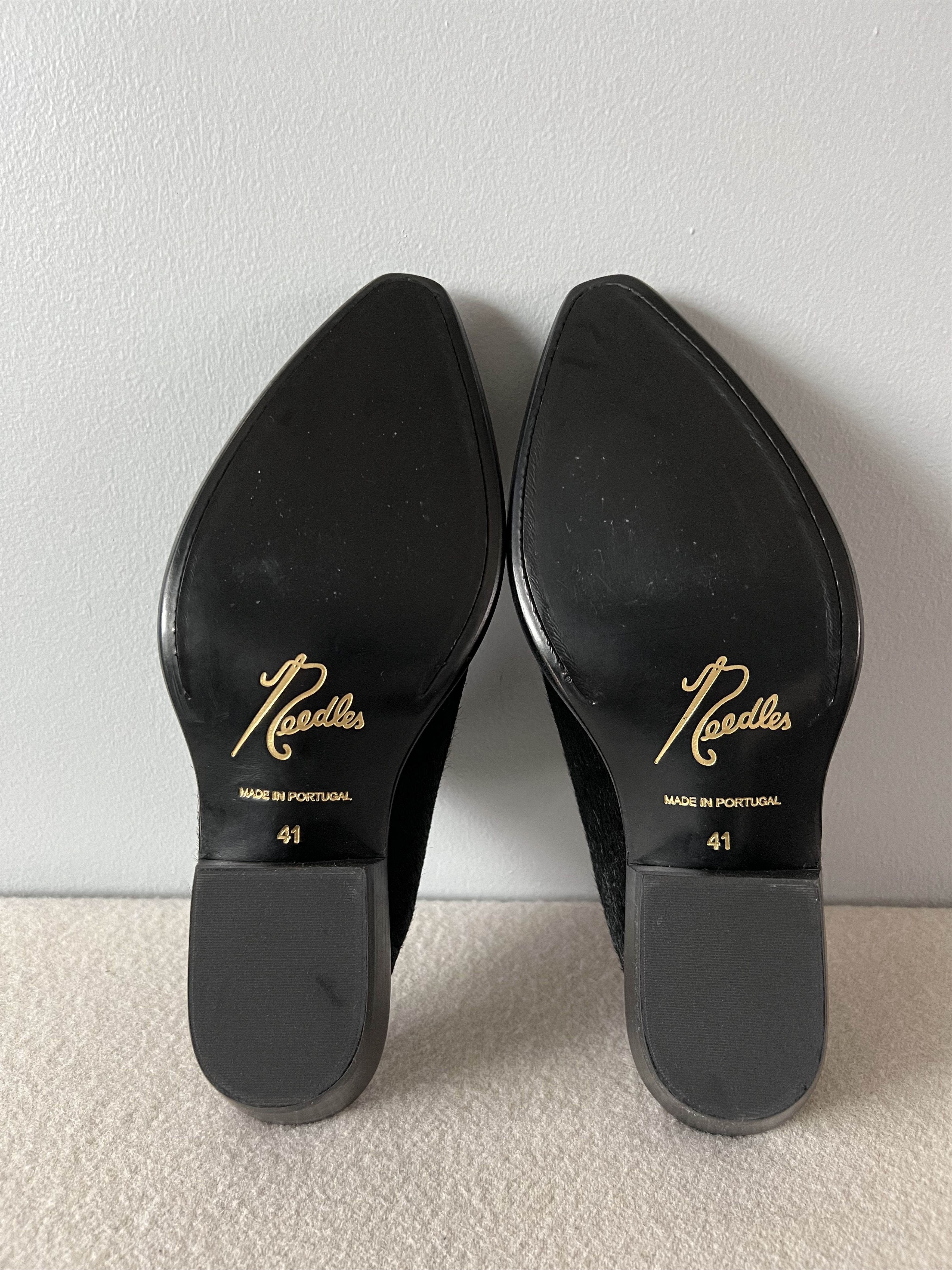 Needles Needles Papillion Embroidered Heeled Mules Black Pony Hair Size US 8 / EU 41 - 6 Thumbnail