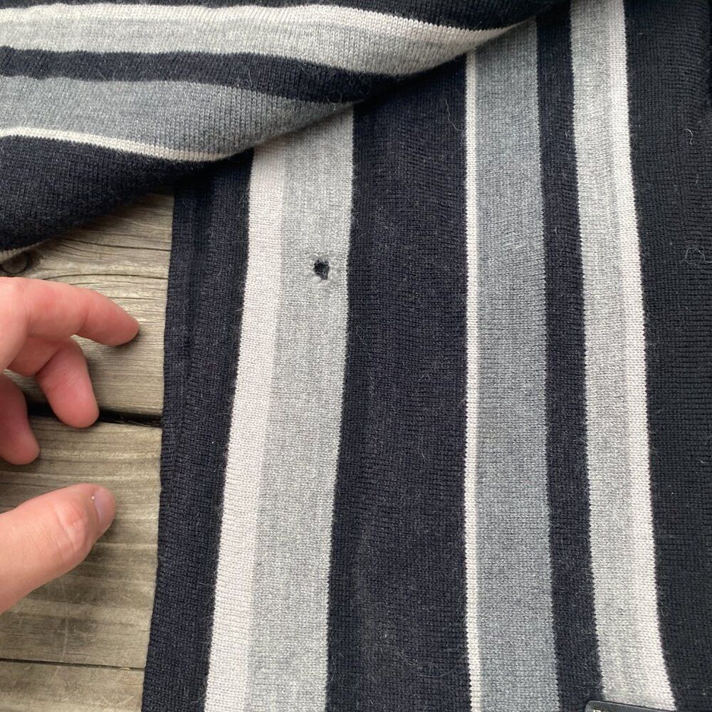 Coach Muffler Wool Coach Scarf Striped Black Gray Size ONE SIZE - 3 Thumbnail