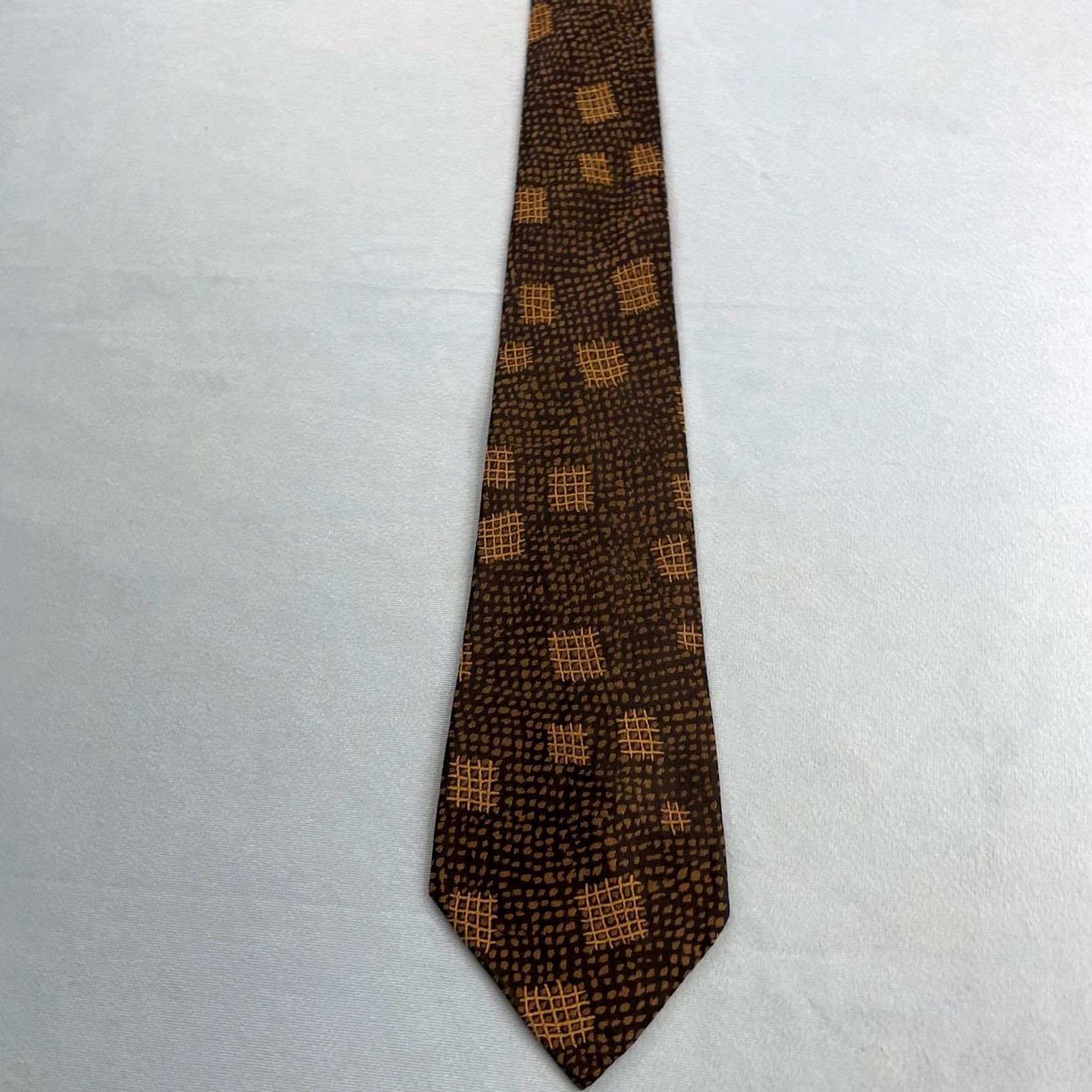 MCM VINTAGE MCM Tie Neckwear Silk Brown Bronze 60s Woven 57" Classic 4x57 Hashtag Foulard Texture Capsule Vintage Geometric Elegant Designer Mens Size ONE SIZE - 6 Thumbnail