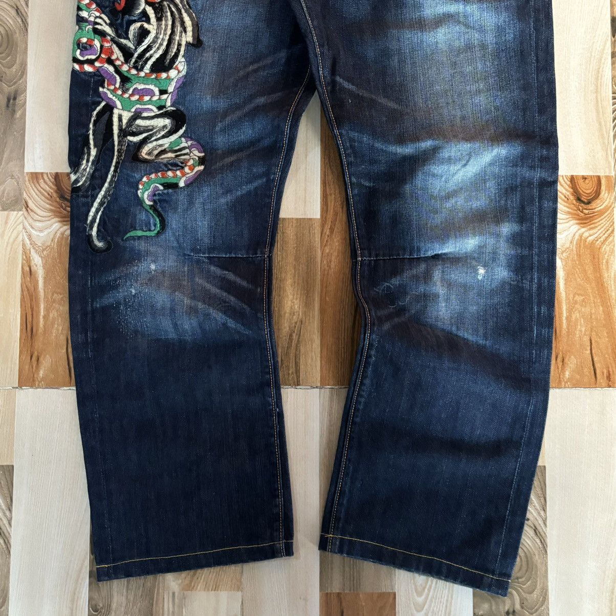 Ed Hardy Crazy Vintage 00s Edhardy Baggy Denim Size US 36 / EU 52 - 7 Thumbnail