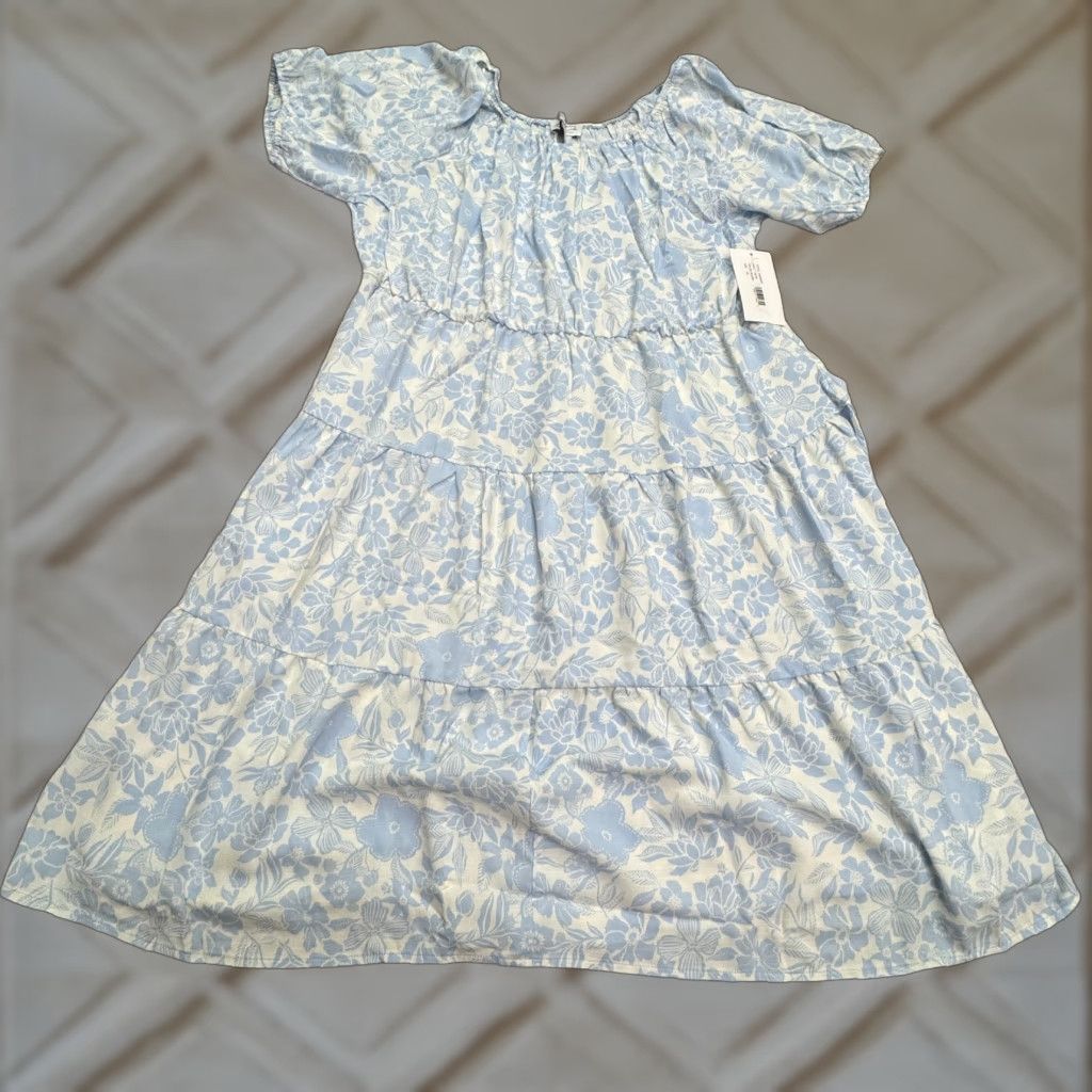 Parker Parker & Rowe Floral Puff Sleeve Tiered Midi Dress Women 3X Plus Blue Floral NWT Size XXL / US 16-18 / IT 52-54 - 1 Thumbnail