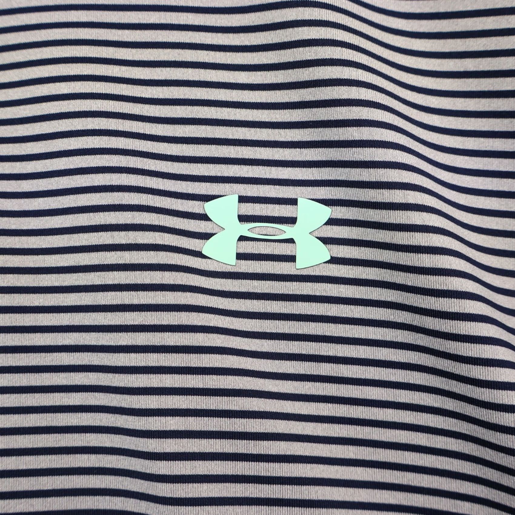 Under Armour Under Armour Mens 2XL Polo Shirt Gray Striped Short Sleeve Collared Button Logo Activewear Golf Shirts Mens Size US XXL / EU 58 / 5 - 2 Thumbnail
