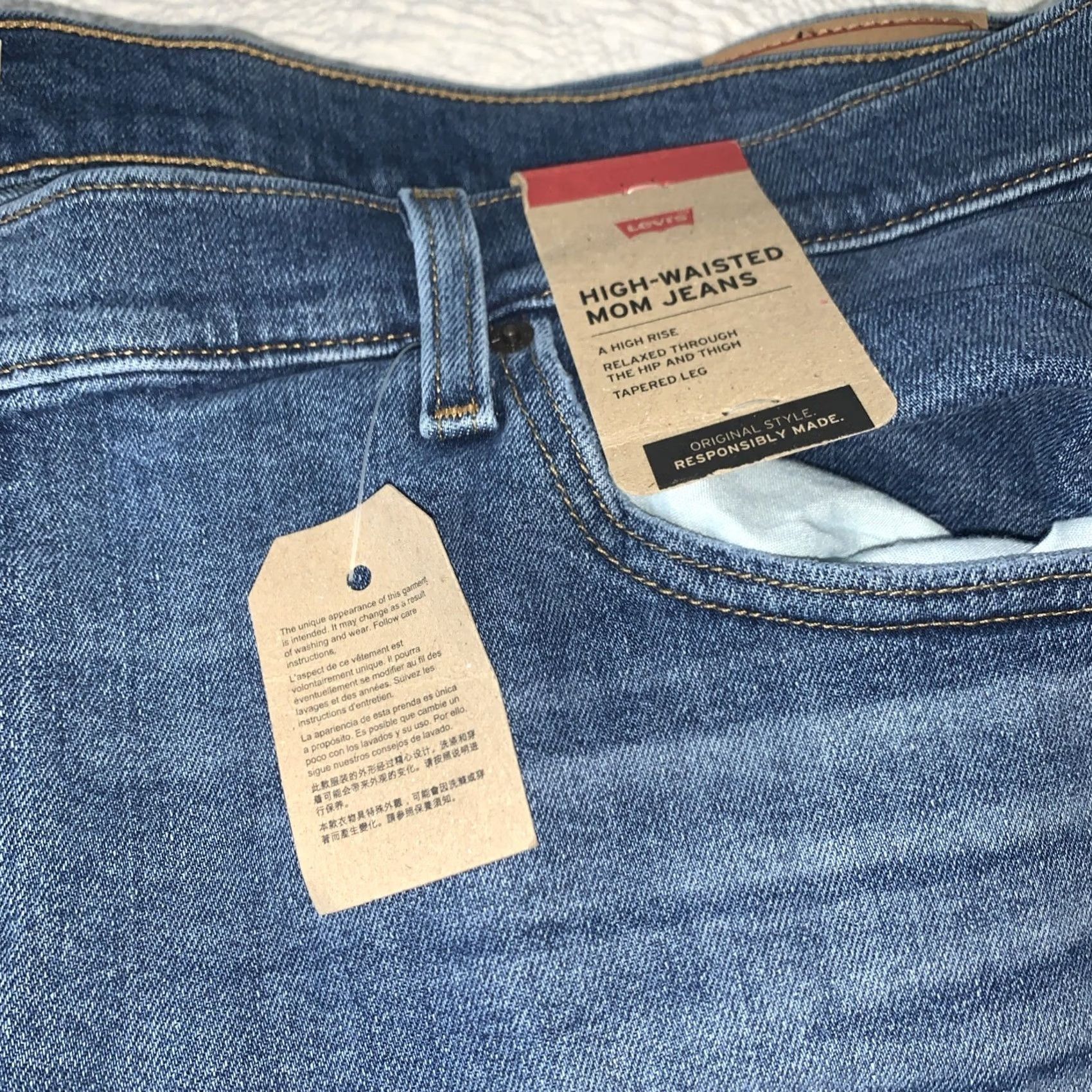 Levi's VINTAGE Levi's High Waisted Mom Jeans 24W Plus Size Denim Blue 5-Pocket Logo Zipper Button Stretch Size 42" / US 20 - 2 Thumbnail