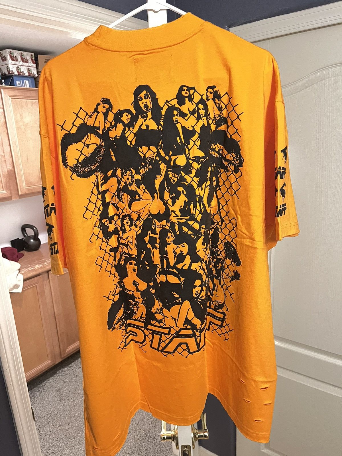 image of G59 Records Staffworkforce Staff Slut Tee Orange, Men's (Size 2XL)