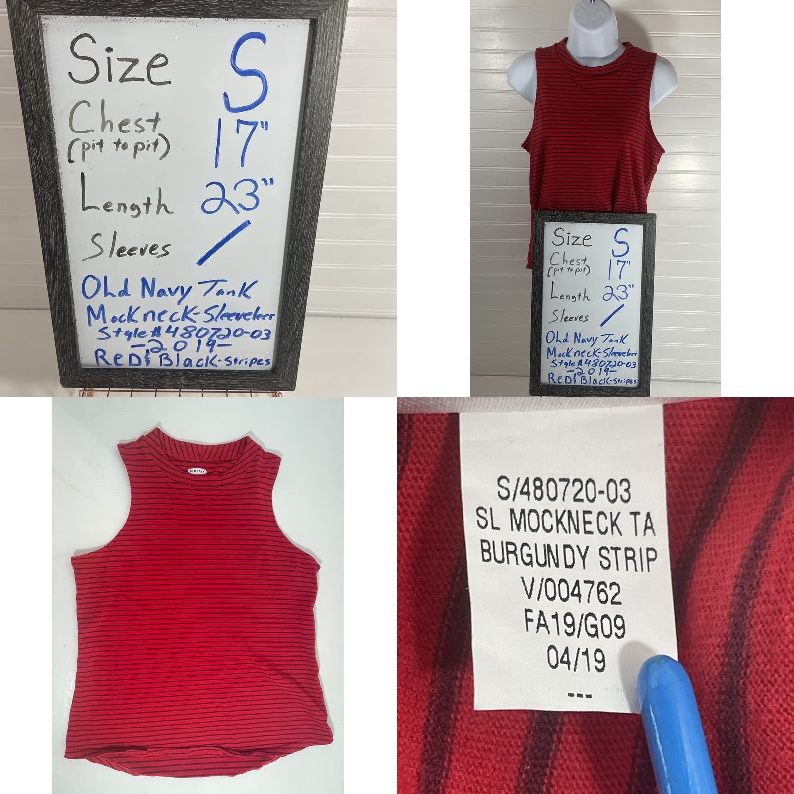 Old Navy Old Navy Tank Top Women Small Mock Neck Red Black Striped Style#480720-03 Size S / US 4 / IT 40 - 8 Thumbnail
