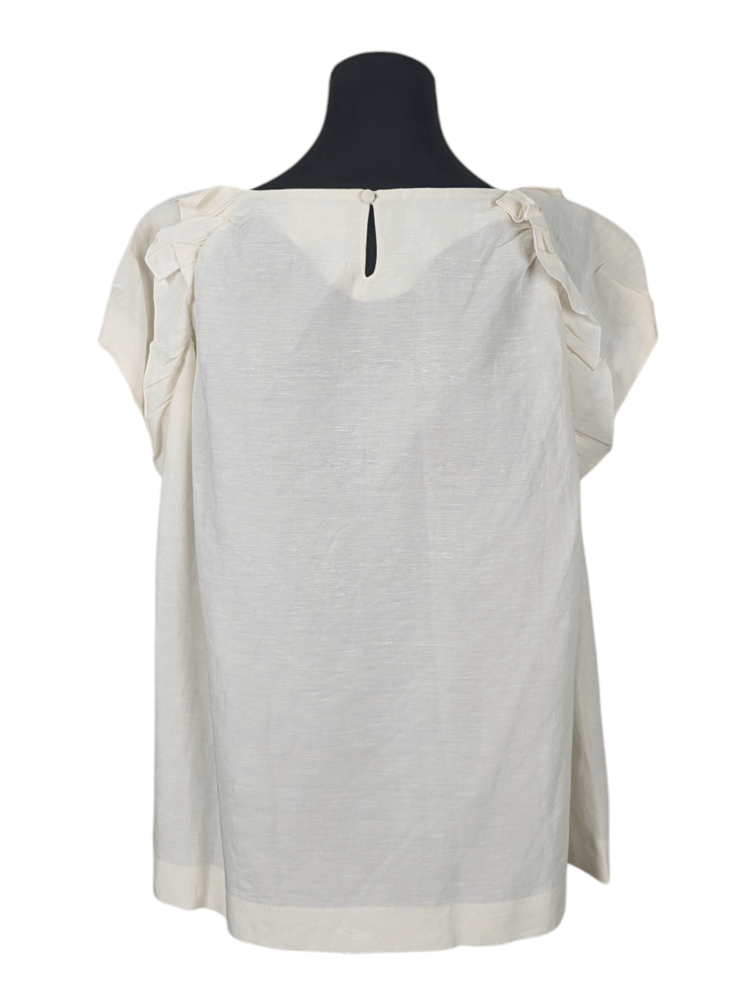 Lanvin Lanvin En Bleu White Top With Ruffle Shoulders Size S / US 4 / IT 40 - 2 Thumbnail