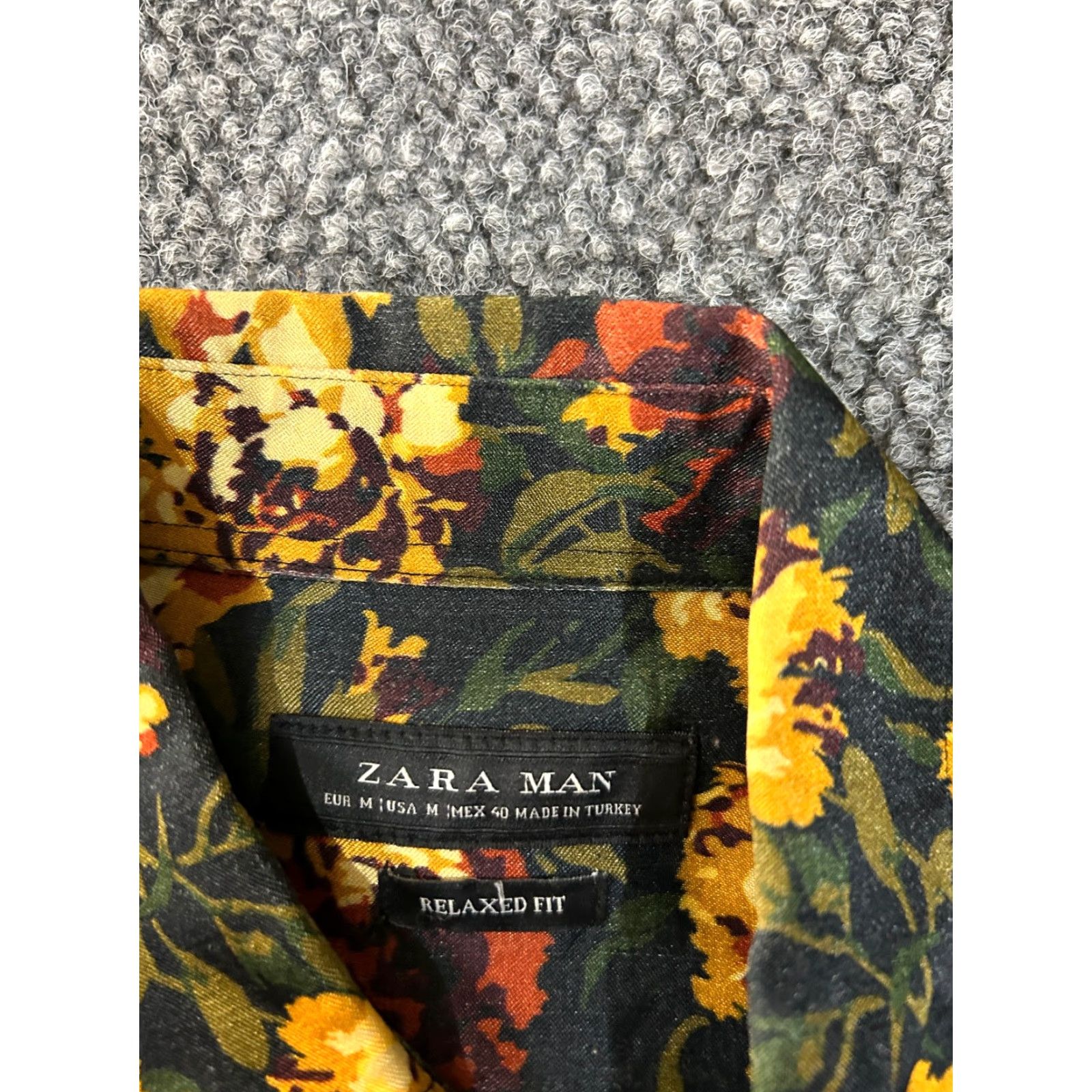 Zara Zara Shirt Mens Medium Button-Up Long Sleeve Black Floral Relaxed Fit Size US M / EU 48-50 / 2 - 4 Thumbnail
