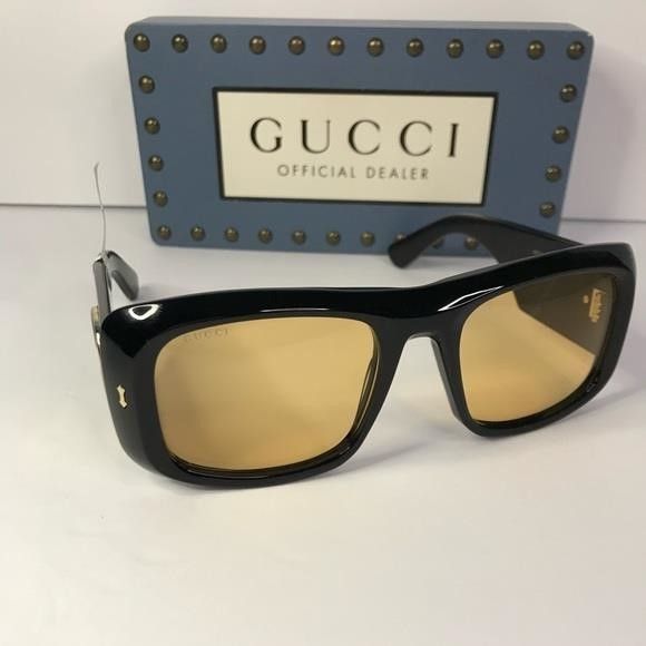 Gucci New Authentic Unisex GG1251S 001 Black/Yellow lenses Oversiz Size ONE SIZE - 6 Thumbnail