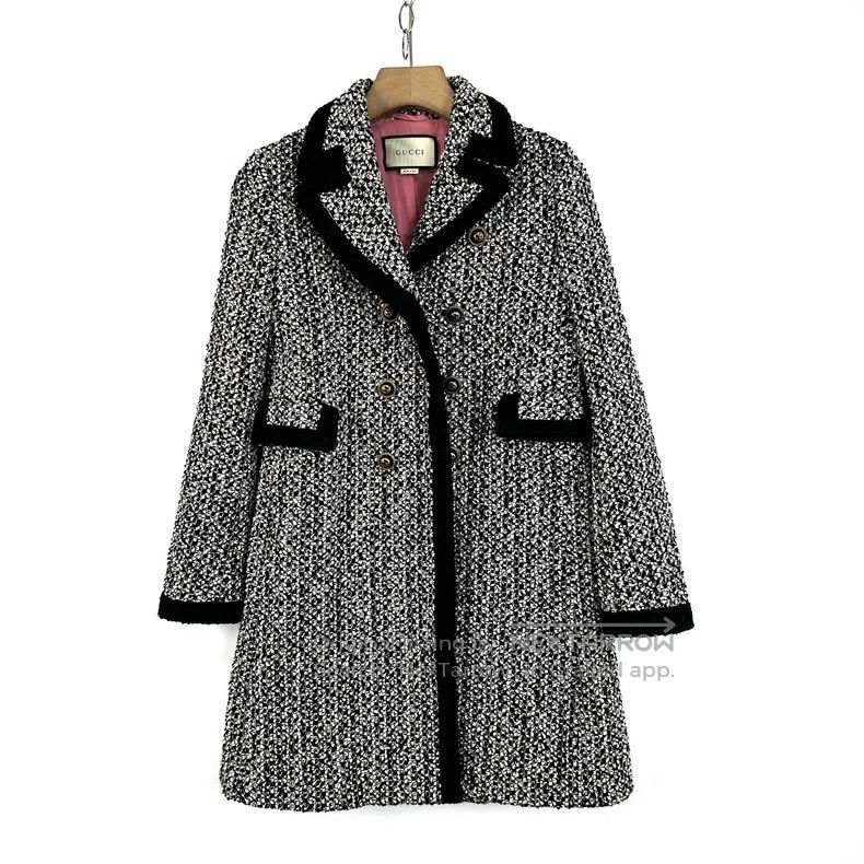 Gucci Double-breasted tweed wool blended coat