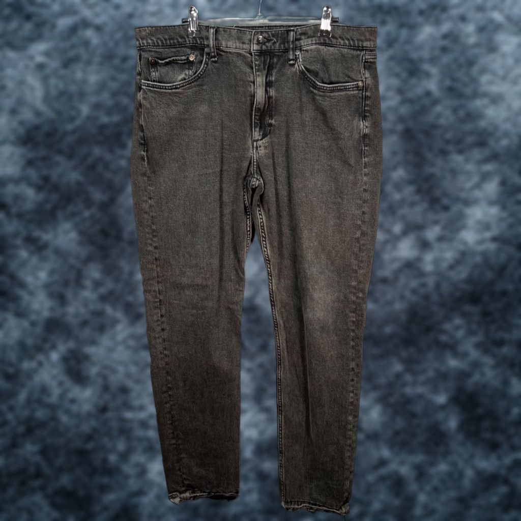 Rag & Bone Rag & Bone Mens Jeans Slim 34 x 32 Black Denim 5-Pocket Tapered Mid Rise Frayed Hem Fit 2 Regular Unwashed Style: Denim Size US 34 / EU 50 - 1 Thumbnail