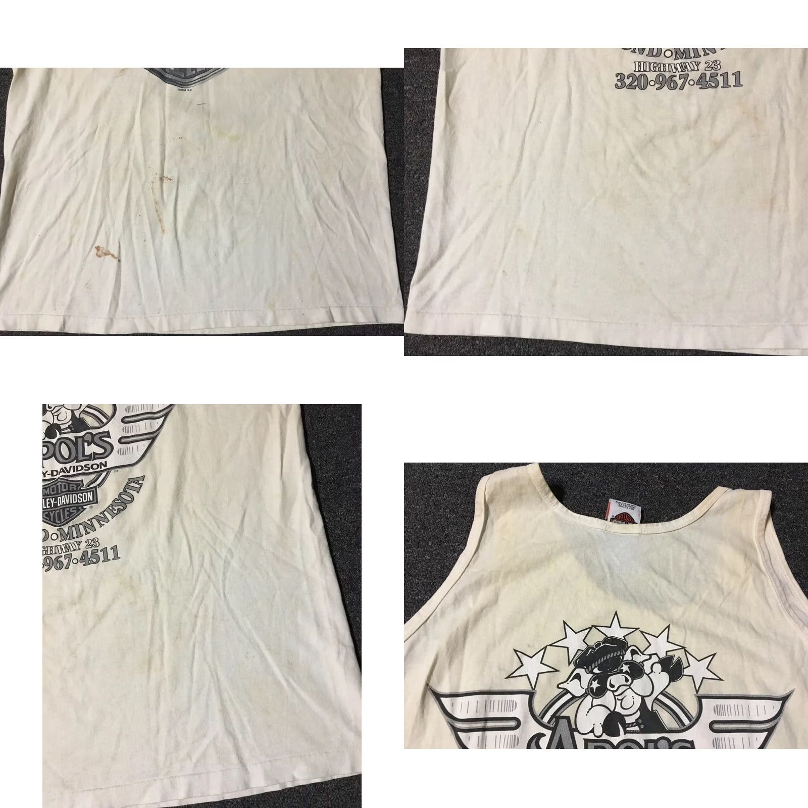 Harley Davidson VINTAGE Harley-Davidson Tank Top Shirt Large White 90s Grunge USA Mens Shirt Tan? Size US L / EU 52-54 / 3 - 8 Thumbnail