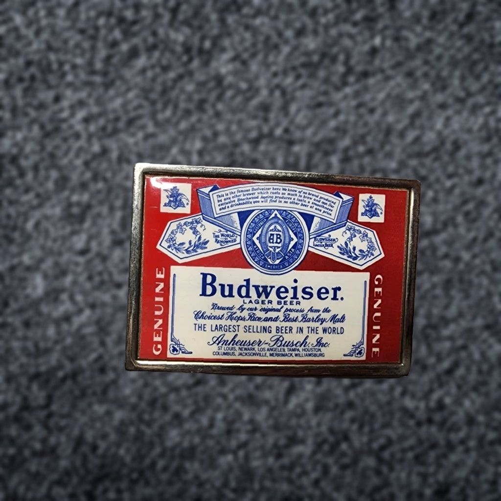 Budweiser VINTAGE Budweiser Belt Buckle Metal Red 1970s Anheuser Busch Adult Unisex Belt Buckle Budweiser Beer Label 1970s Men Women Size ONE SIZE - 1 Thumbnail