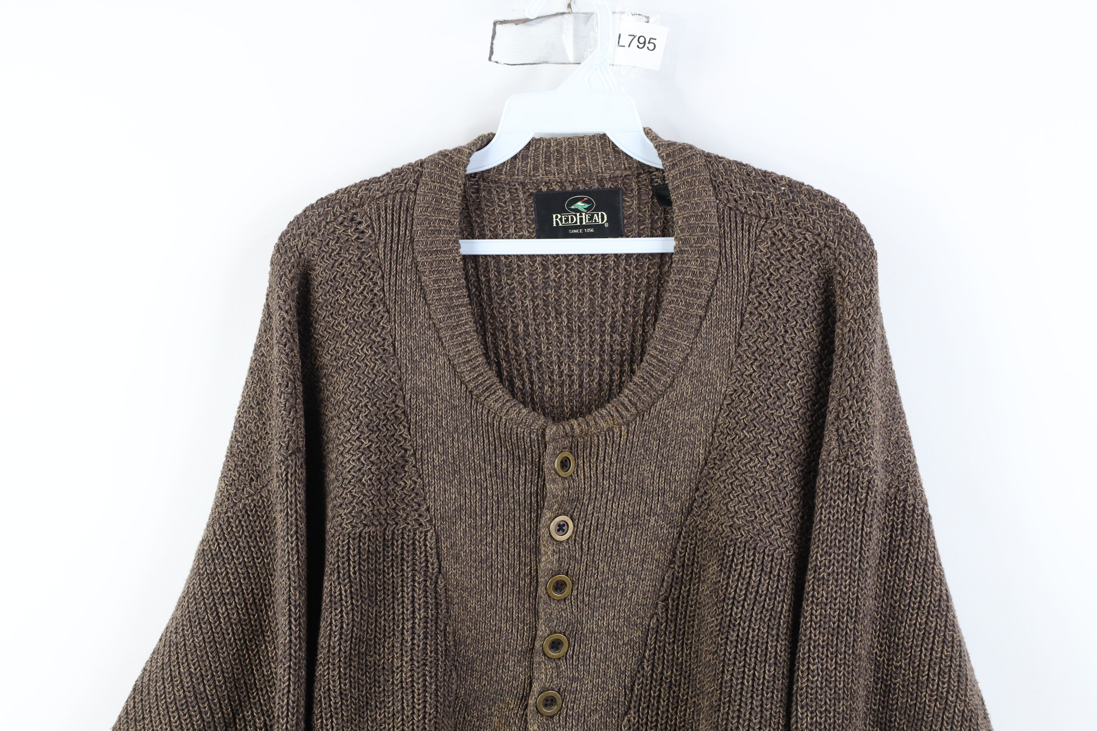 Vintage Vintage 90s Streetwear Heavyweight Ribbed Henley Sweater Size US XL / EU 56 / 4 - 2 Thumbnail