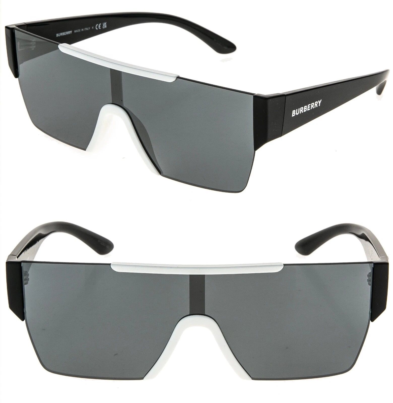 Burberry BURBERRY 4291 BE4291 Black White Rectangular Logo Mask Size ONE SIZE - 1 Thumbnail