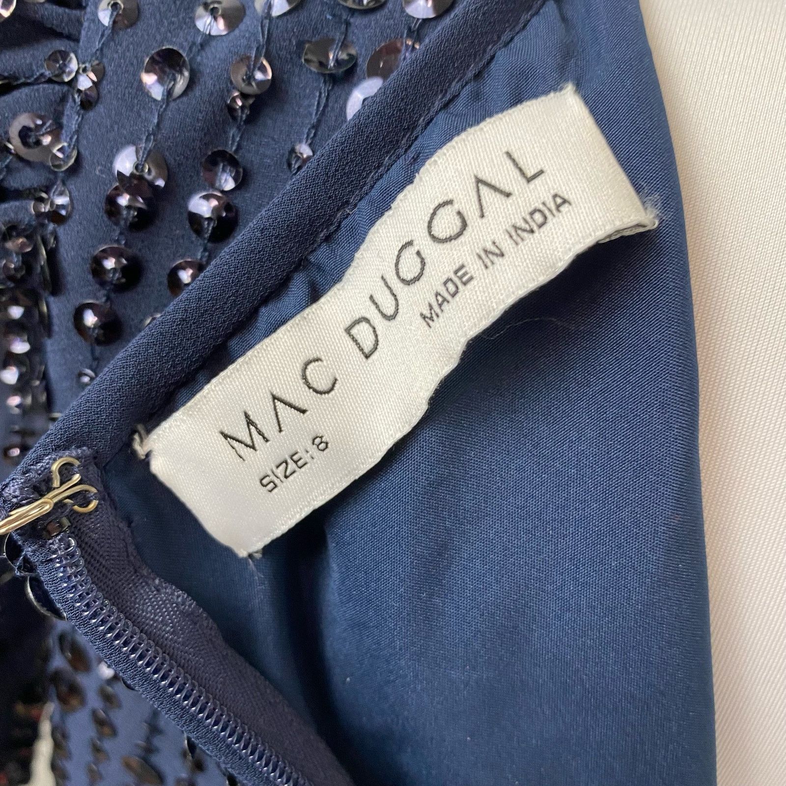 Mac Duggal Mac Duggal Midnight Sequined V Neck Bishop Sleeve Dress Sz 8 Size M / US 6-8 / IT 42-44 - 12 Thumbnail