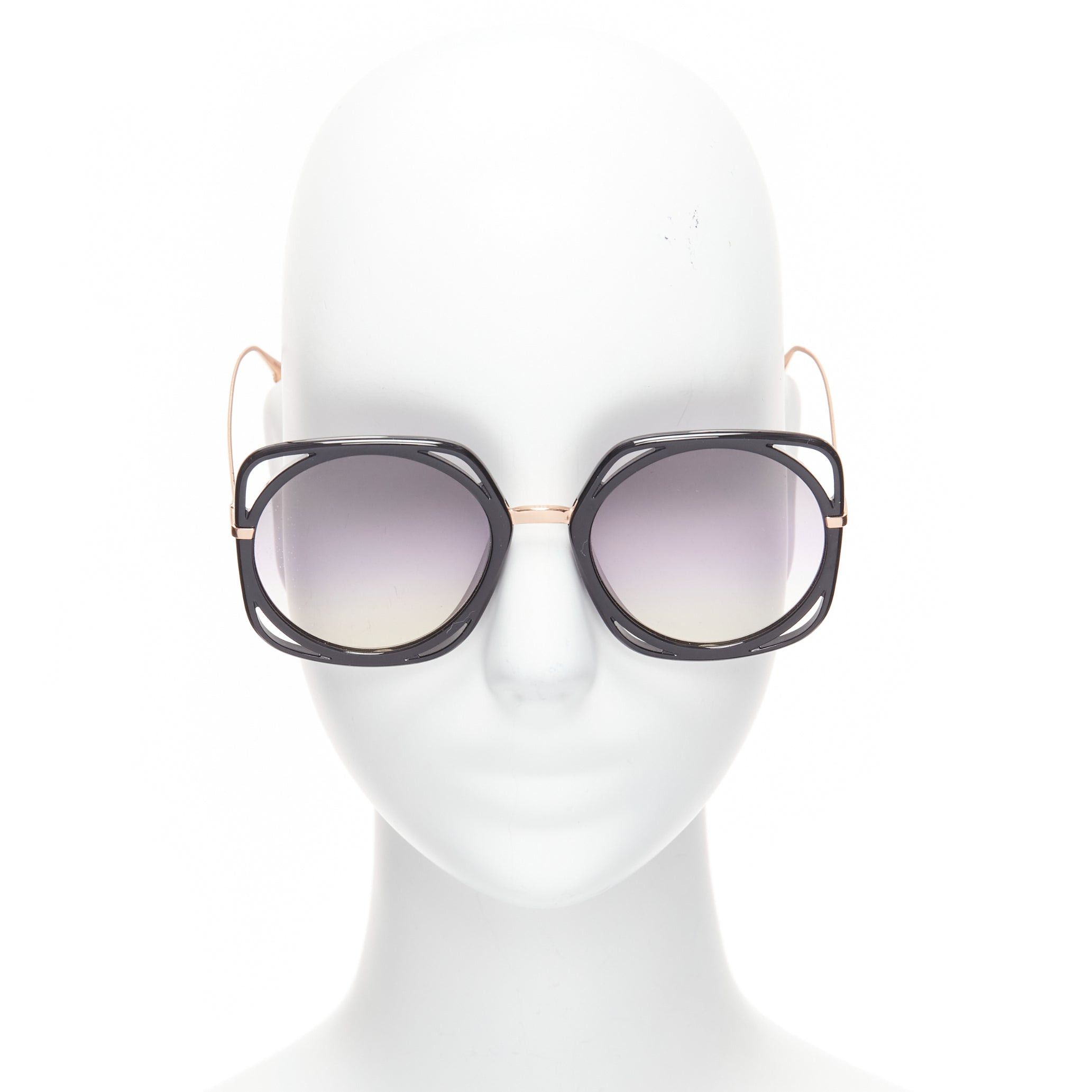 Dior CHRISTIAN DIOR DiorDirection black frame purple lens oversized sunglasses Size ONE SIZE - 1 Thumbnail