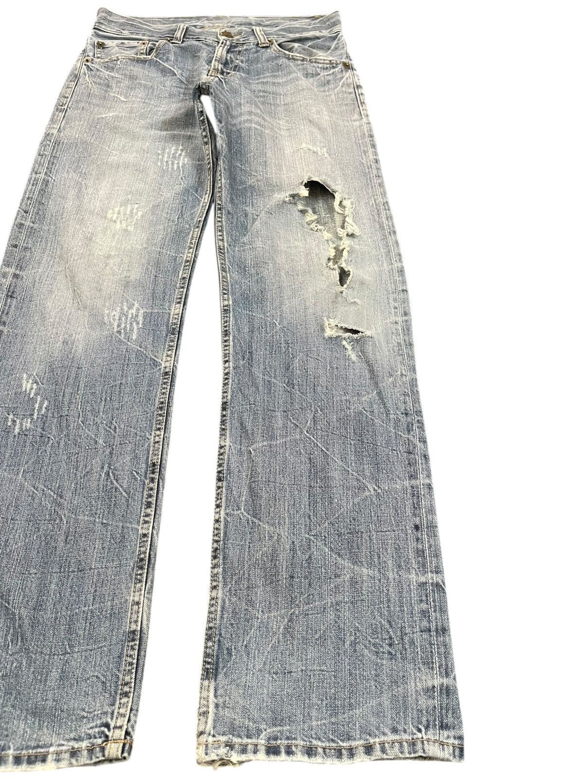 Japanese Brand × POST ARCHIVE FACTION (PAF) × Vintage Vintage Oririn Embroidded Grandmind Ripped Distressed Denim Size US 31 - 5 Thumbnail