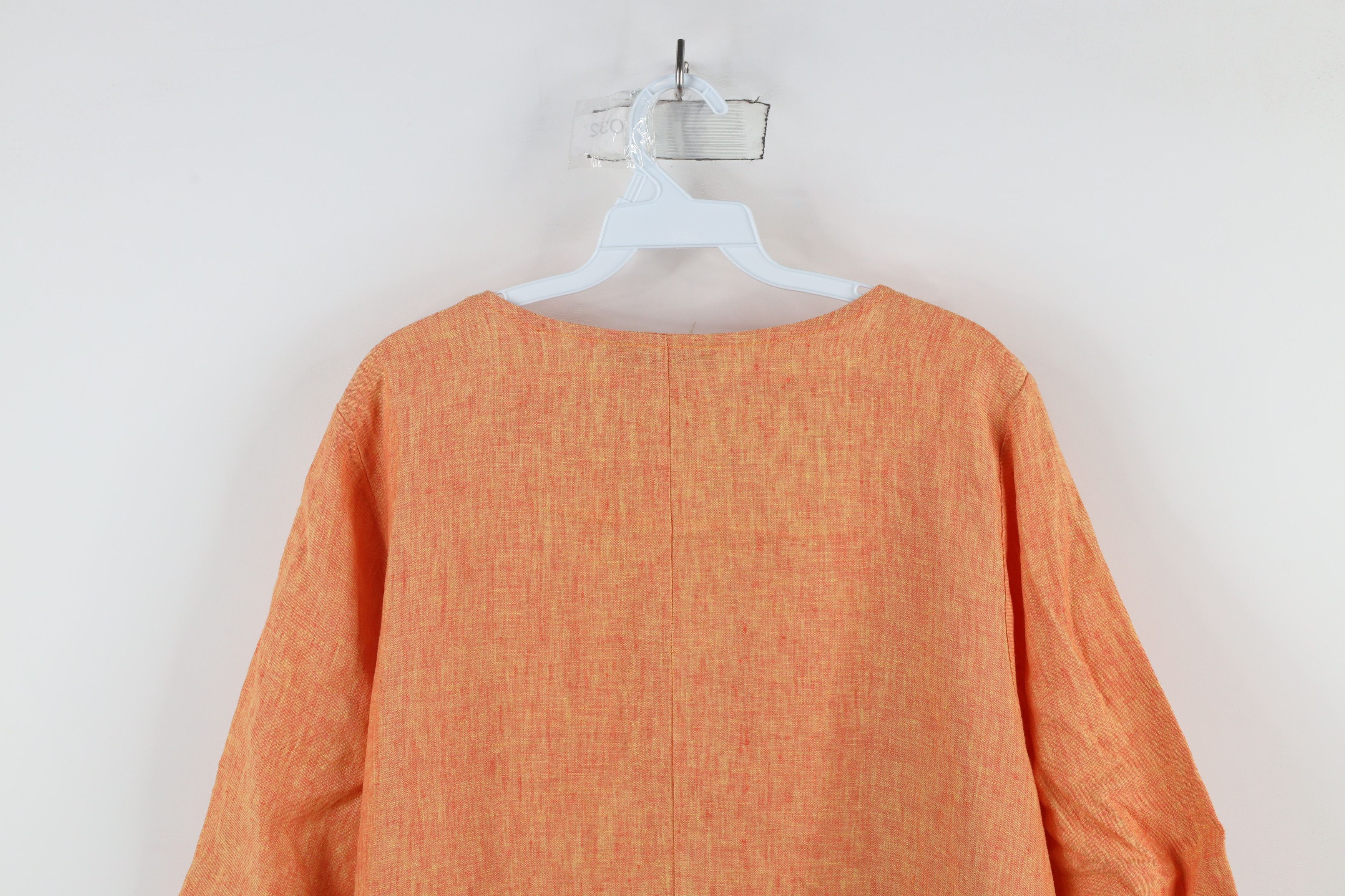 Bryn Walker × Vintage Bryn Walker Lagenlook Linen Pocket Tunic Shirt Orange USA Size L / US 10 / IT 46 - 10 Thumbnail