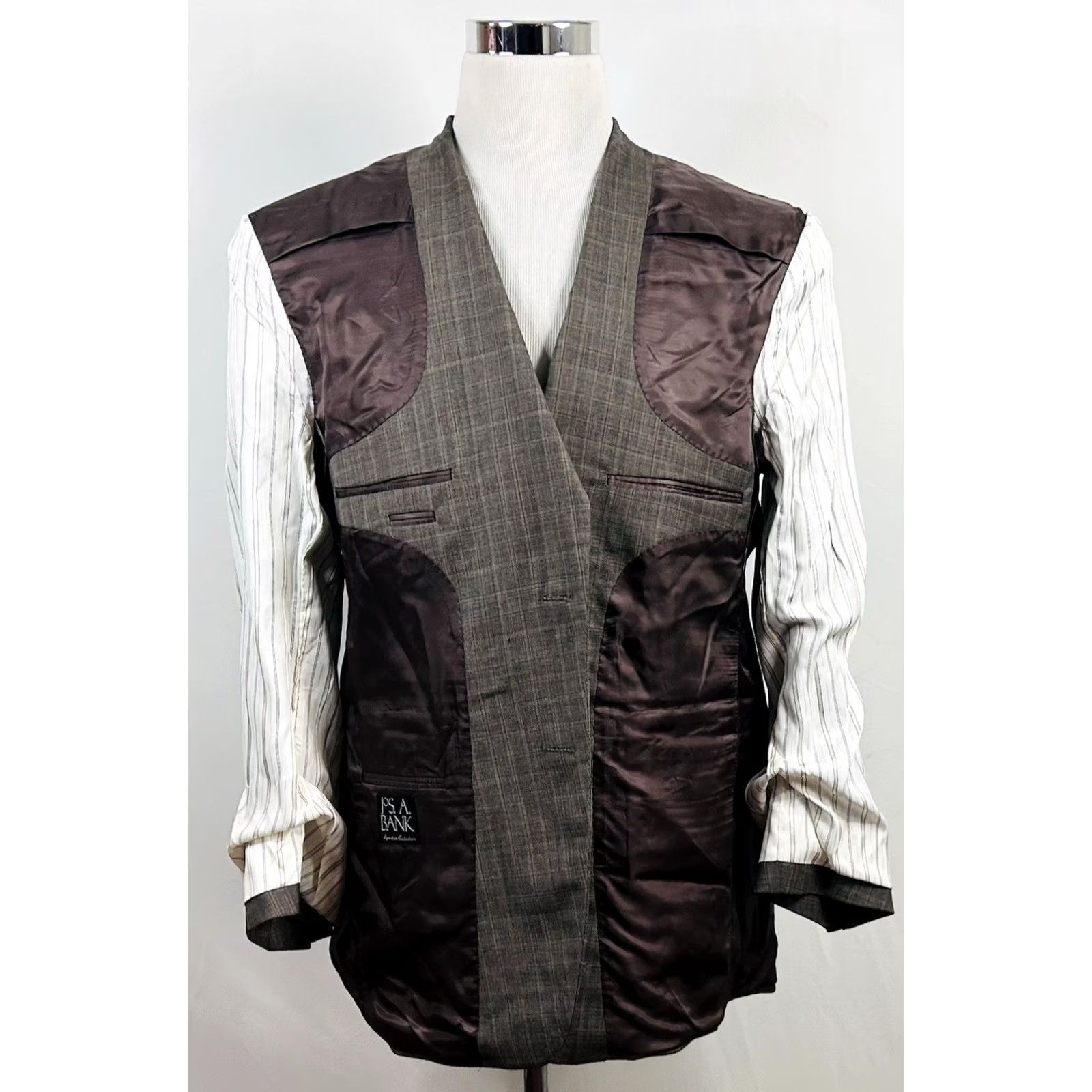 Jos. A. Bank Jos A Bank Sport Coat 44R Brown Glen Plaid Two-Button Lined Vented Wool Jacket/Coat Mens Size US XS / EU 42 / 0 - 6 Thumbnail